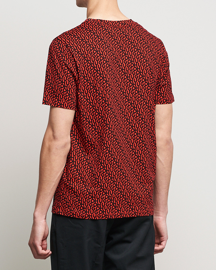 Men | T-Shirts | HUGO | Dorton Monogram Print Crew Neck Tee Red