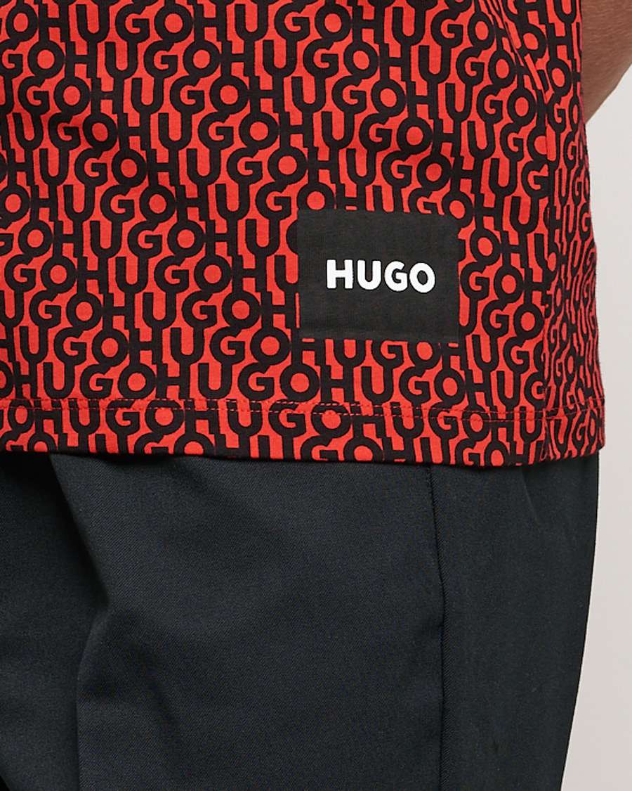 Men | T-Shirts | HUGO | Dorton Monogram Print Crew Neck Tee Red