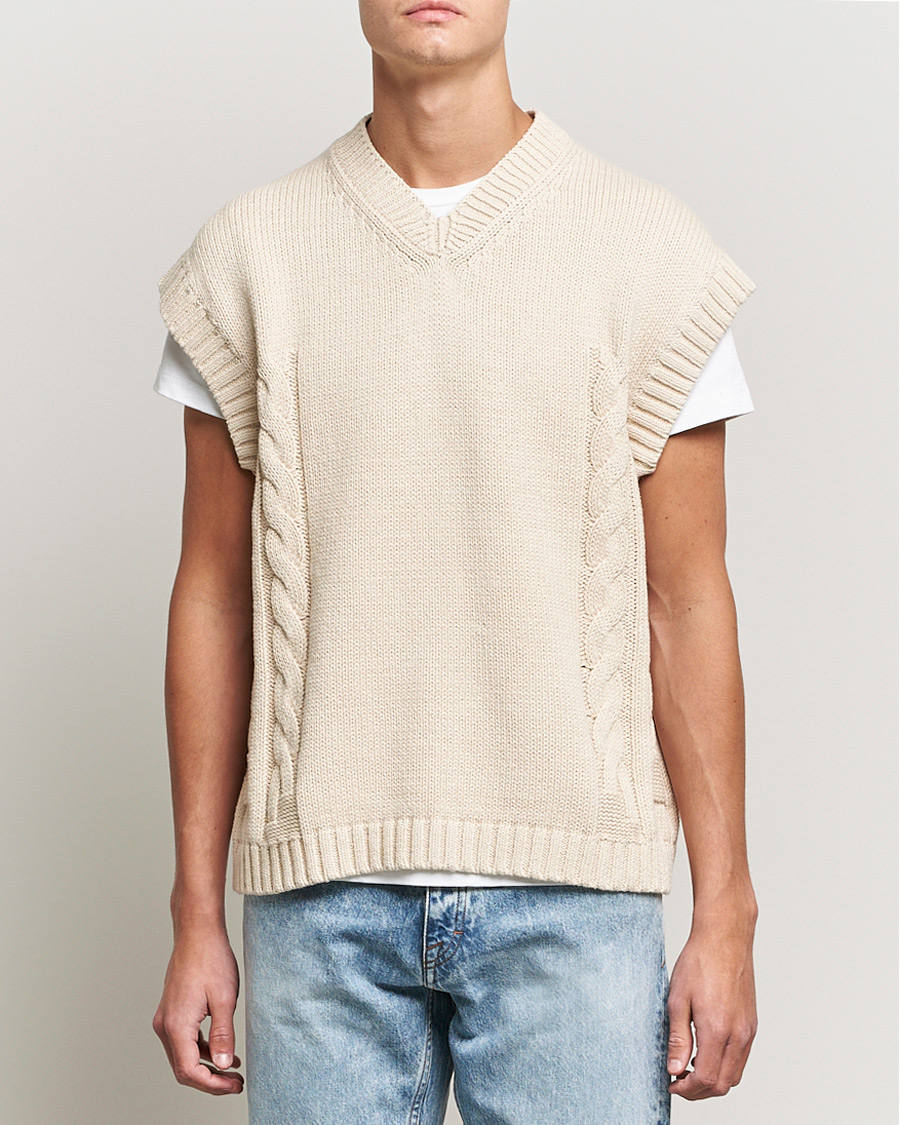 Men | Sweaters & Knitwear | Tiger of Sweden | Bazyly Knitted Vest Cream Snow