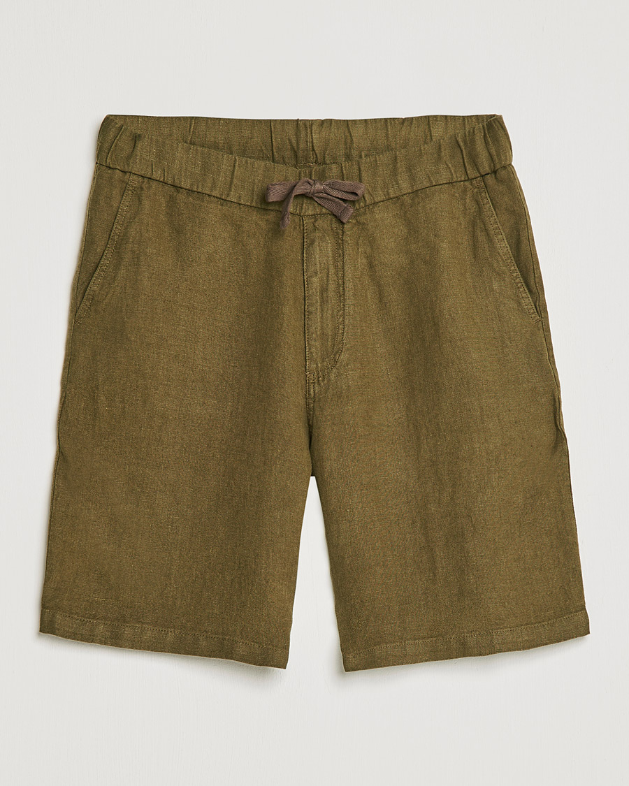 Men | Shorts | NN07 | Keith Drawstring Linen Shorts Dark Olive