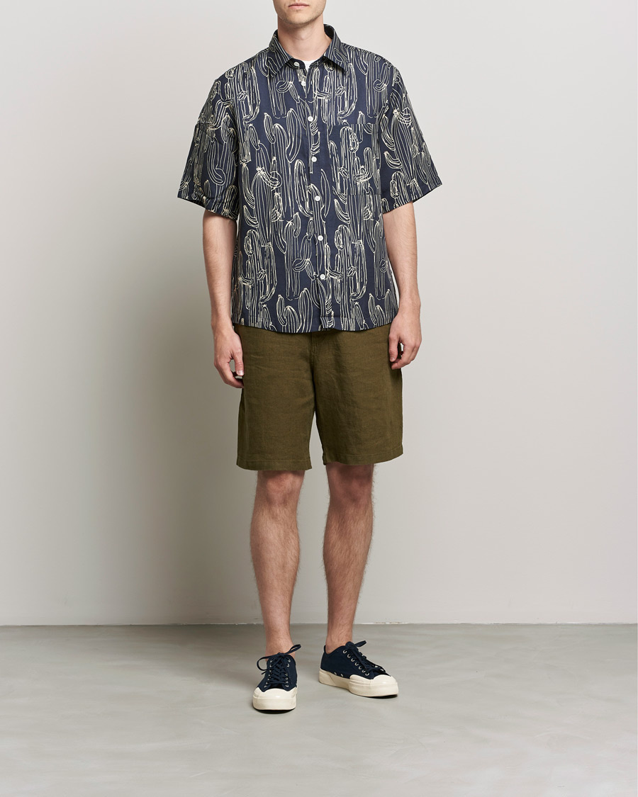 Men | Shorts | NN07 | Keith Drawstring Linen Shorts Dark Olive
