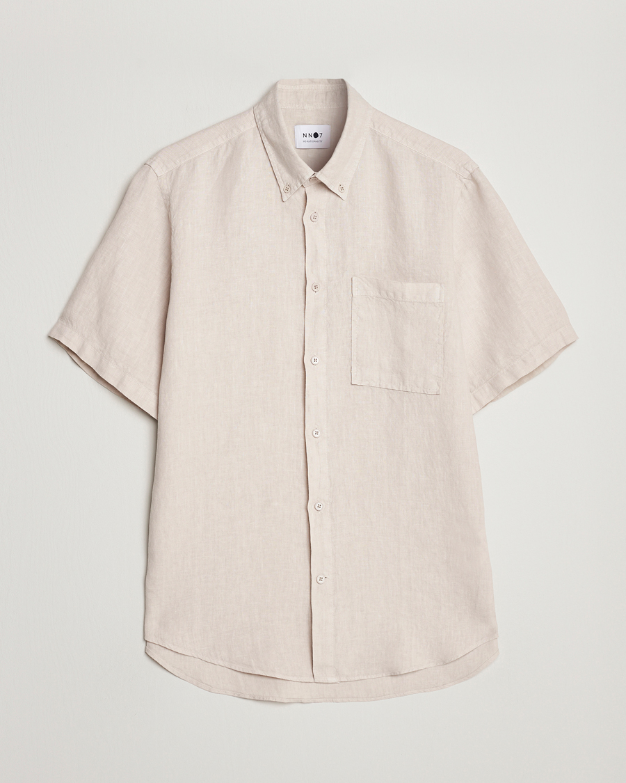 Men | Shirts | NN07 | Arne Linen Short Sleeve Shirt Oat