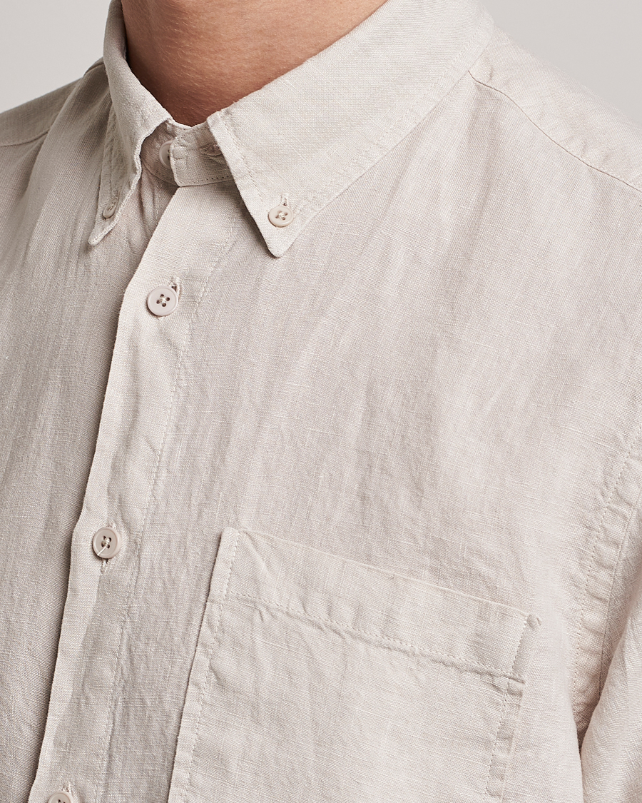 Men | Shirts | NN07 | Arne Linen Short Sleeve Shirt Oat