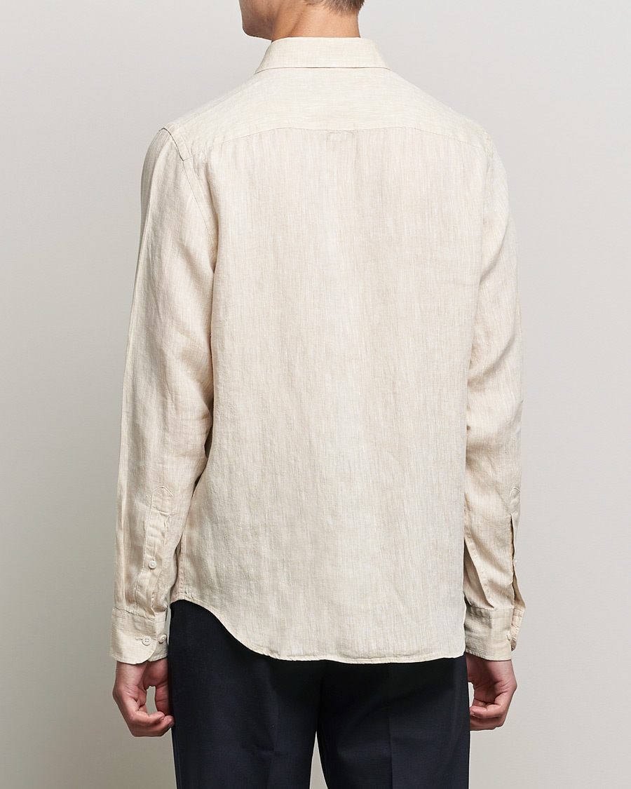 Men | Shirts | J.Lindeberg | Linen Melange Slim Shirt Safari Beige