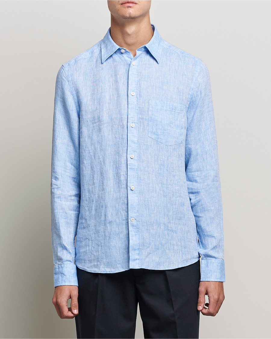 Men | Shirts | J.Lindeberg | Linen Melange Slim Shirt Ultramarine