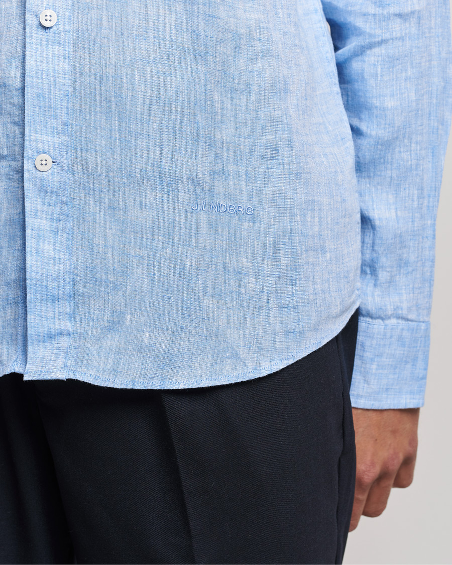 Men | Shirts | J.Lindeberg | Linen Melange Slim Shirt Ultramarine