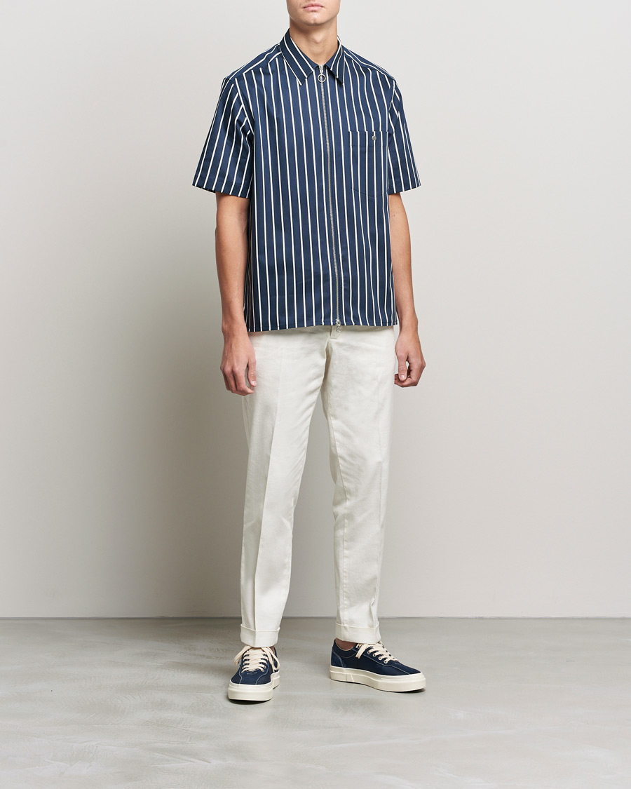 Men | Shirts | J.Lindeberg | Chainy Short Sleeve Zip Shirt Navy