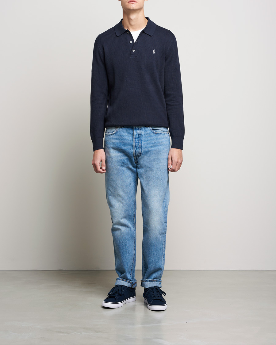 Men | Sweaters & Knitwear | Polo Ralph Lauren | Textured Knitted Polo Navy