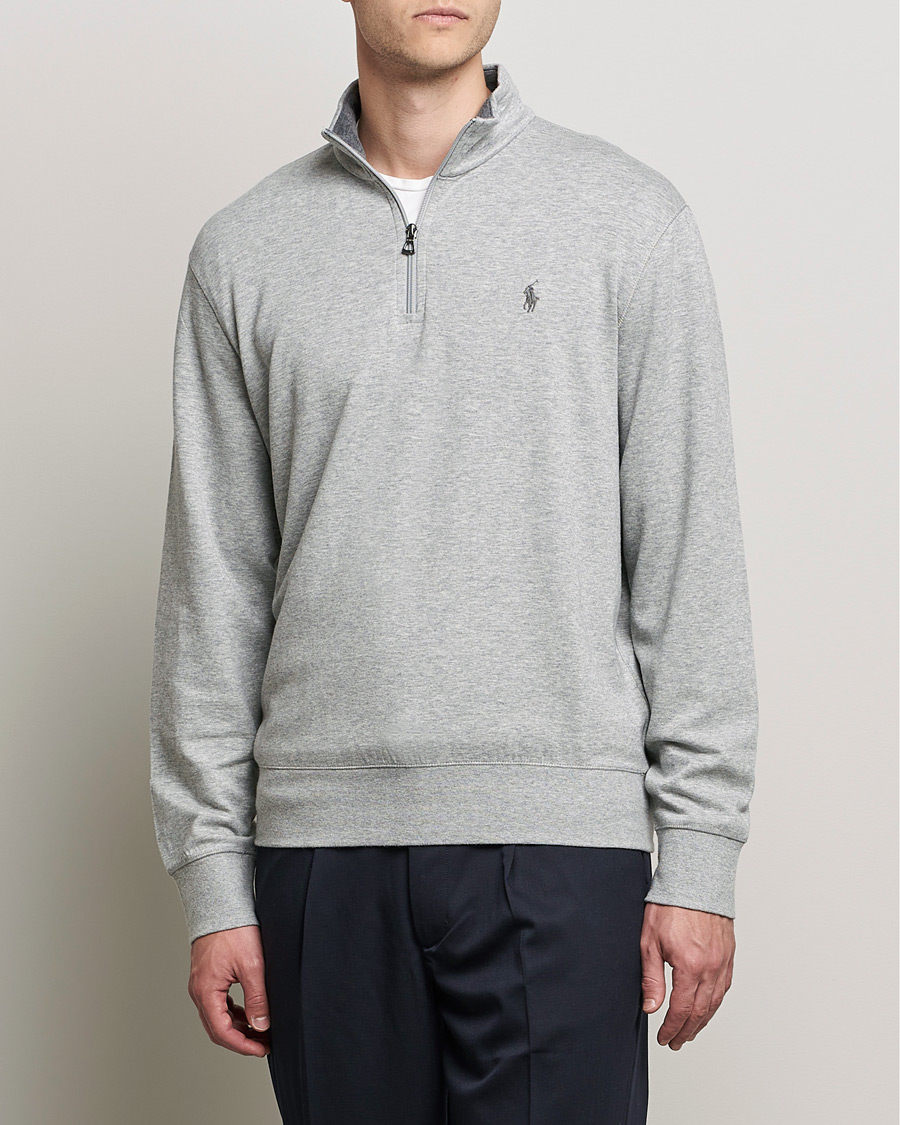 Men | Sweaters & Knitwear | Polo Ralph Lauren | Double Knit Half-Zip Sweater Andover Heather