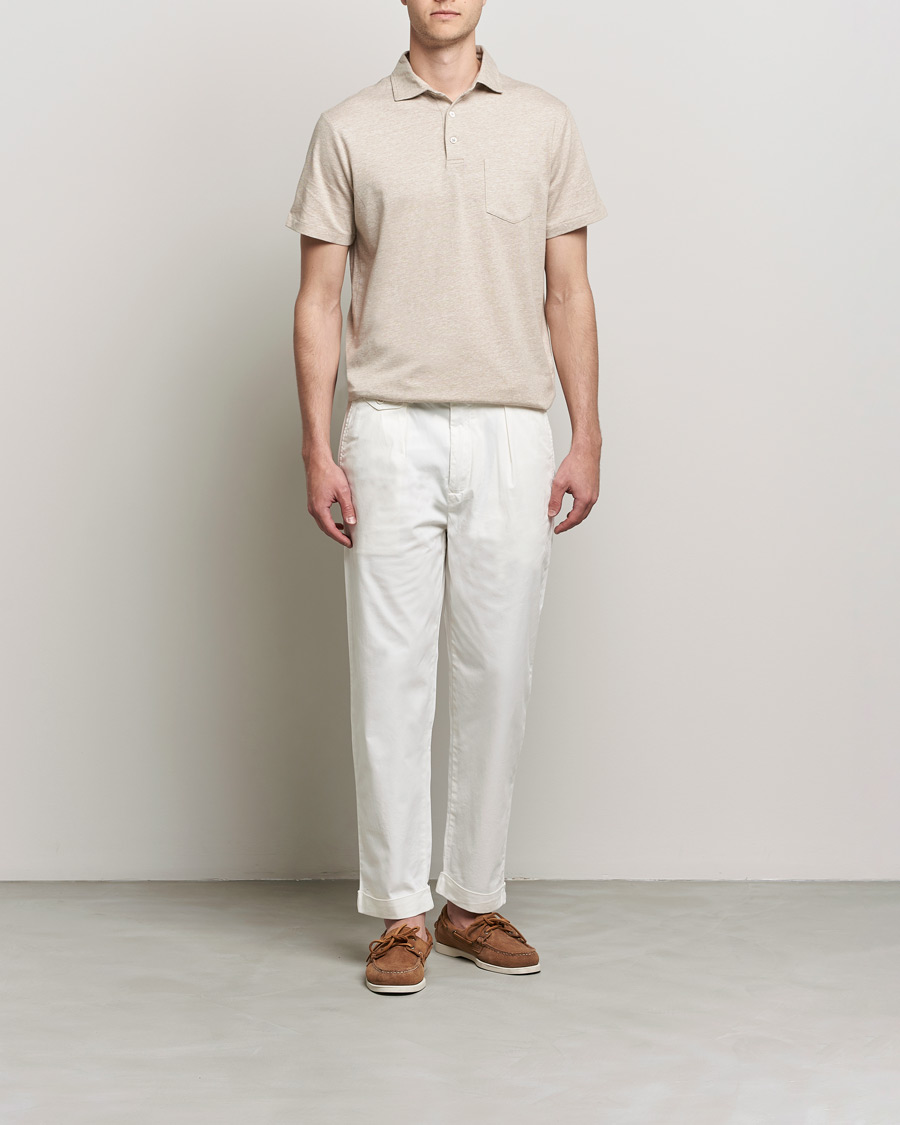 Men | Polo Shirts | Polo Ralph Lauren | Custom Slim Fit Cotton/Linen Polo Tan Heather