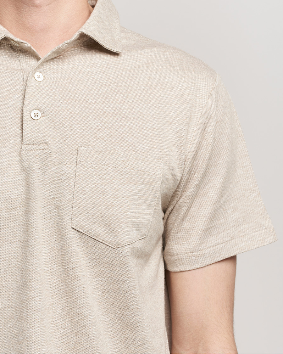 Men | Polo Shirts | Polo Ralph Lauren | Custom Slim Fit Cotton/Linen Polo Tan Heather