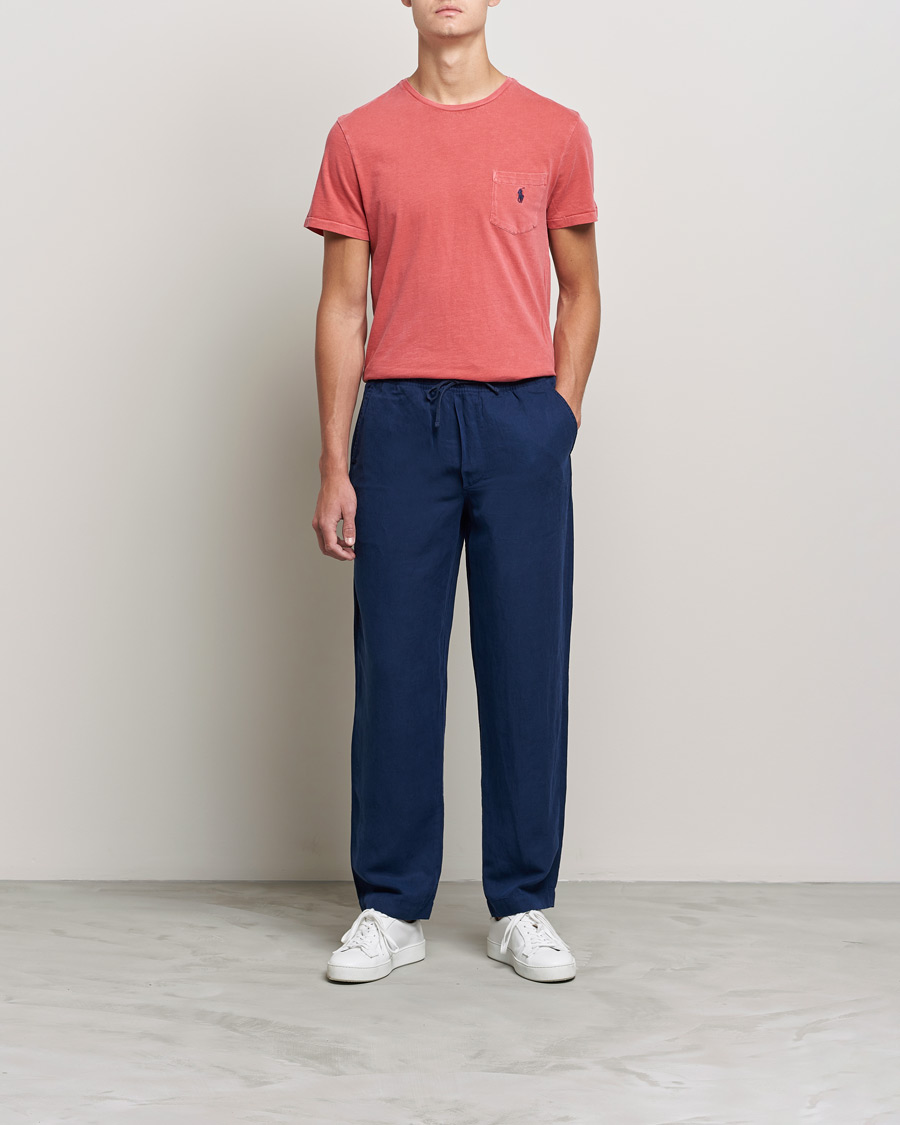 Men | Trousers | Polo Ralph Lauren | Linen/Silk Drawstring Trousers Newport Navy