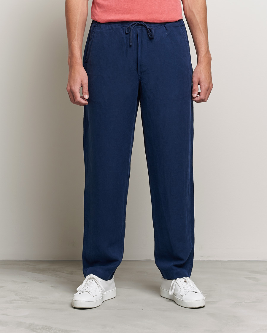 Men | Trousers | Polo Ralph Lauren | Linen/Silk Drawstring Trousers Newport Navy