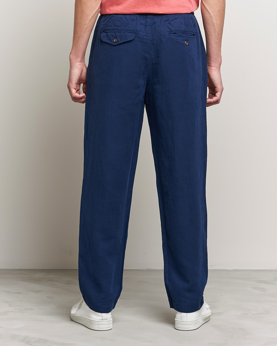 Men | Trousers | Polo Ralph Lauren | Linen/Silk Drawstring Trousers Newport Navy