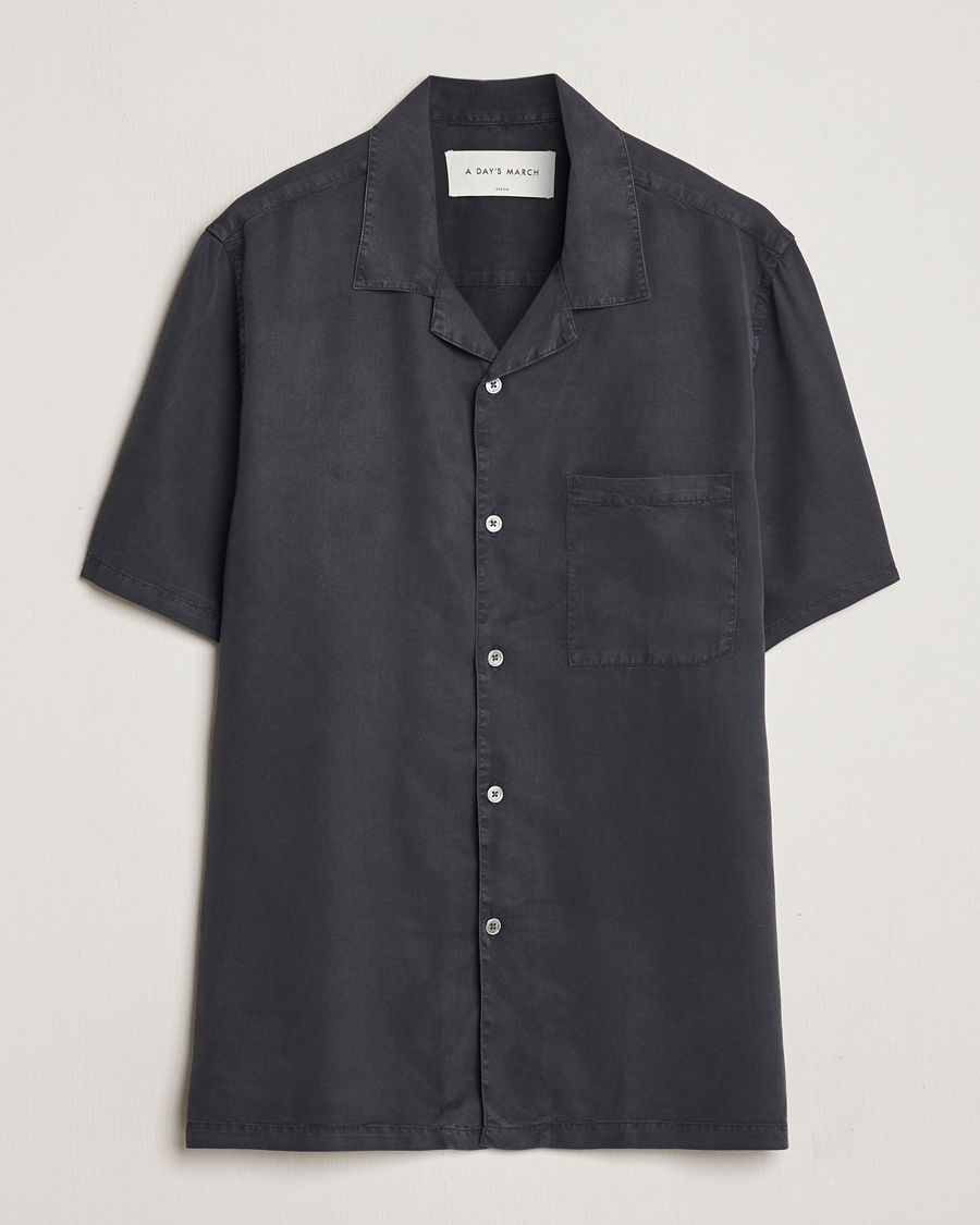 Men | Shirts | A Day's March | Yamu Lyocell Shirt Off Black