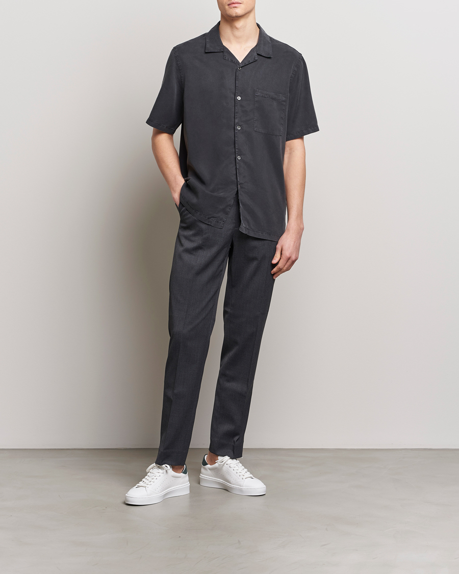 Men | Shirts | A Day's March | Yamu Lyocell Shirt Off Black