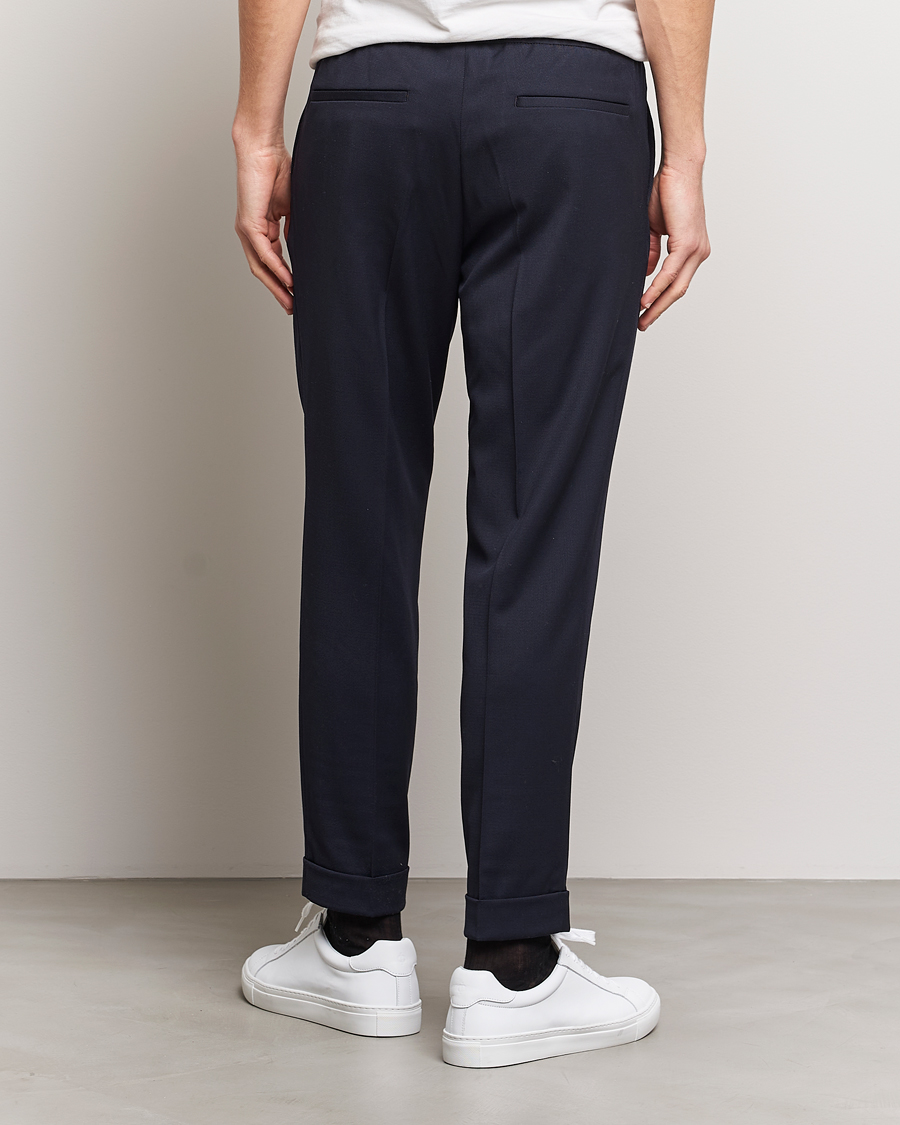 Men | Trousers | Filippa K | Terry Gabardine Cropped Turn Up Trousers Navy