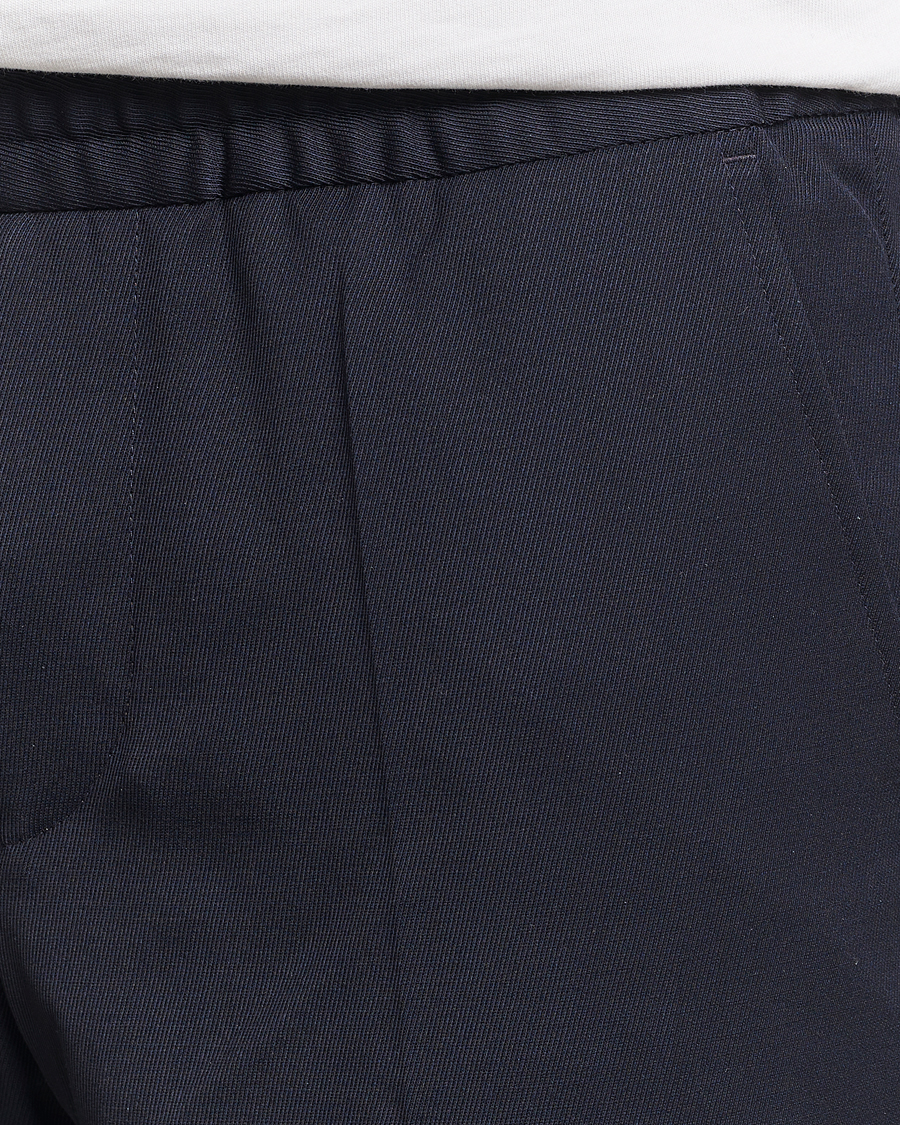 Men | Trousers | Filippa K | Terry Gabardine Cropped Turn Up Trousers Navy