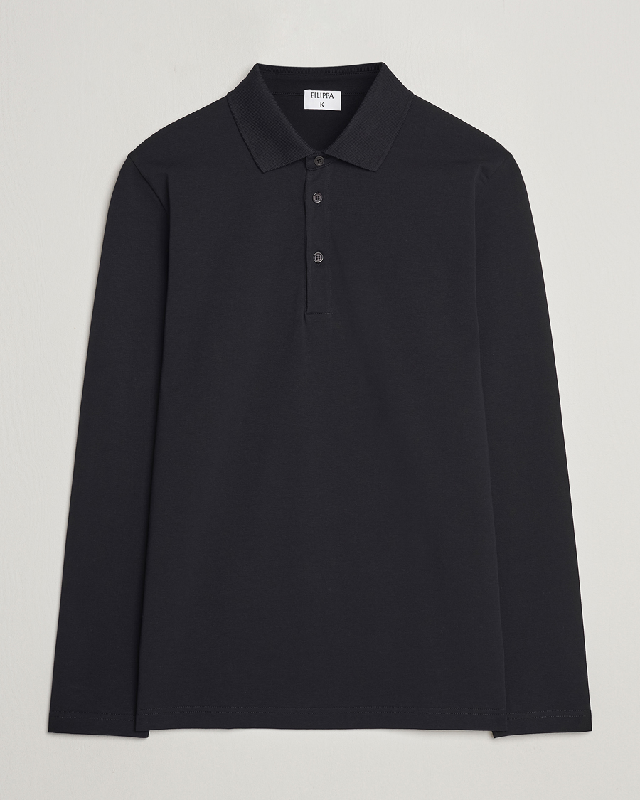 Men | Polo Shirts | Filippa K | Luke Lycra Poloshirt Black