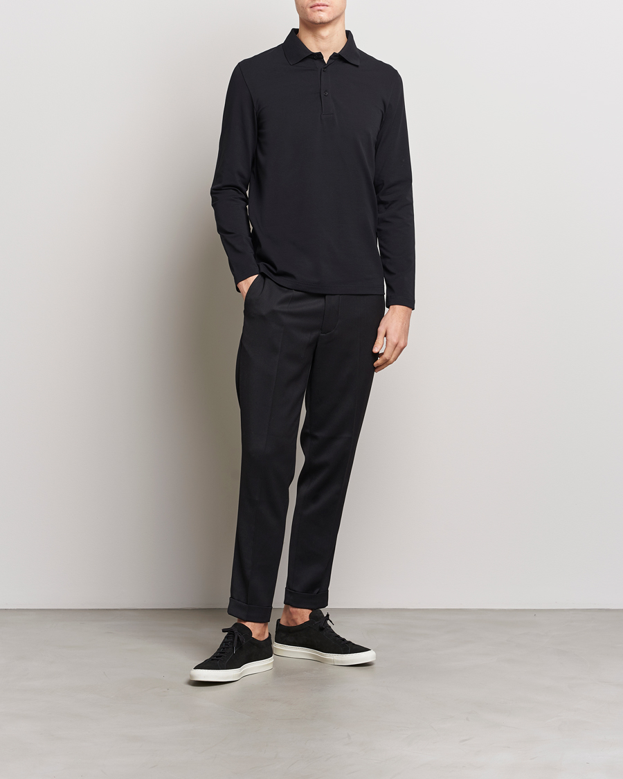 Men | Polo Shirts | Filippa K | Luke Lycra Poloshirt Black