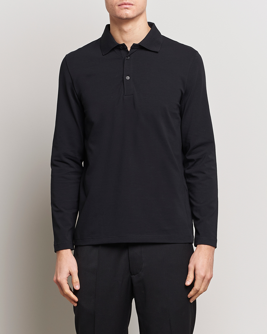 Men | Polo Shirts | Filippa K | Luke Lycra Poloshirt Black