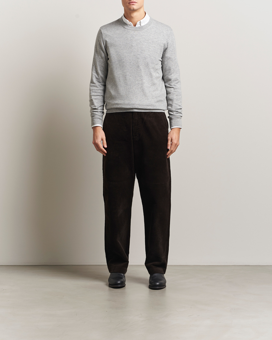 Men | Sweaters & Knitwear | Filippa K | Cotton Merino Basic Sweater Light Grey Melange