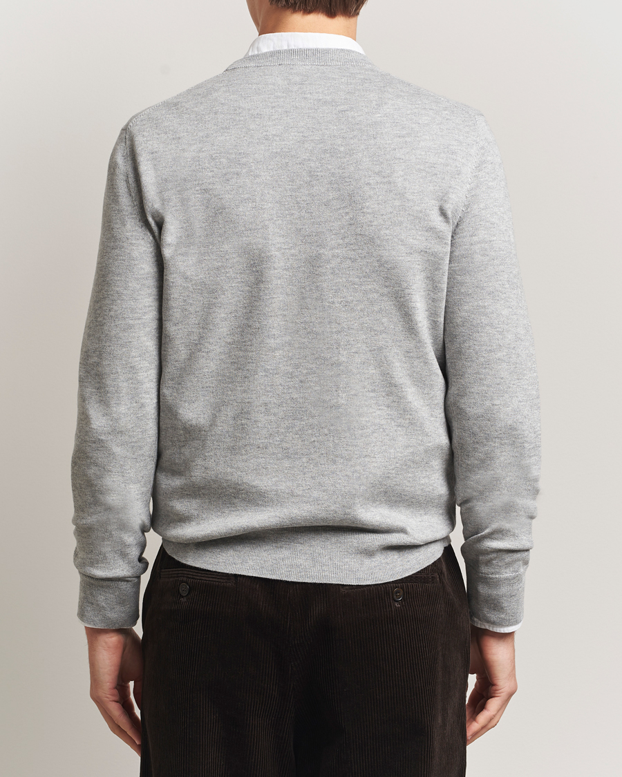 Men | Sweaters & Knitwear | Filippa K | Cotton Merino Basic Sweater Light Grey Melange