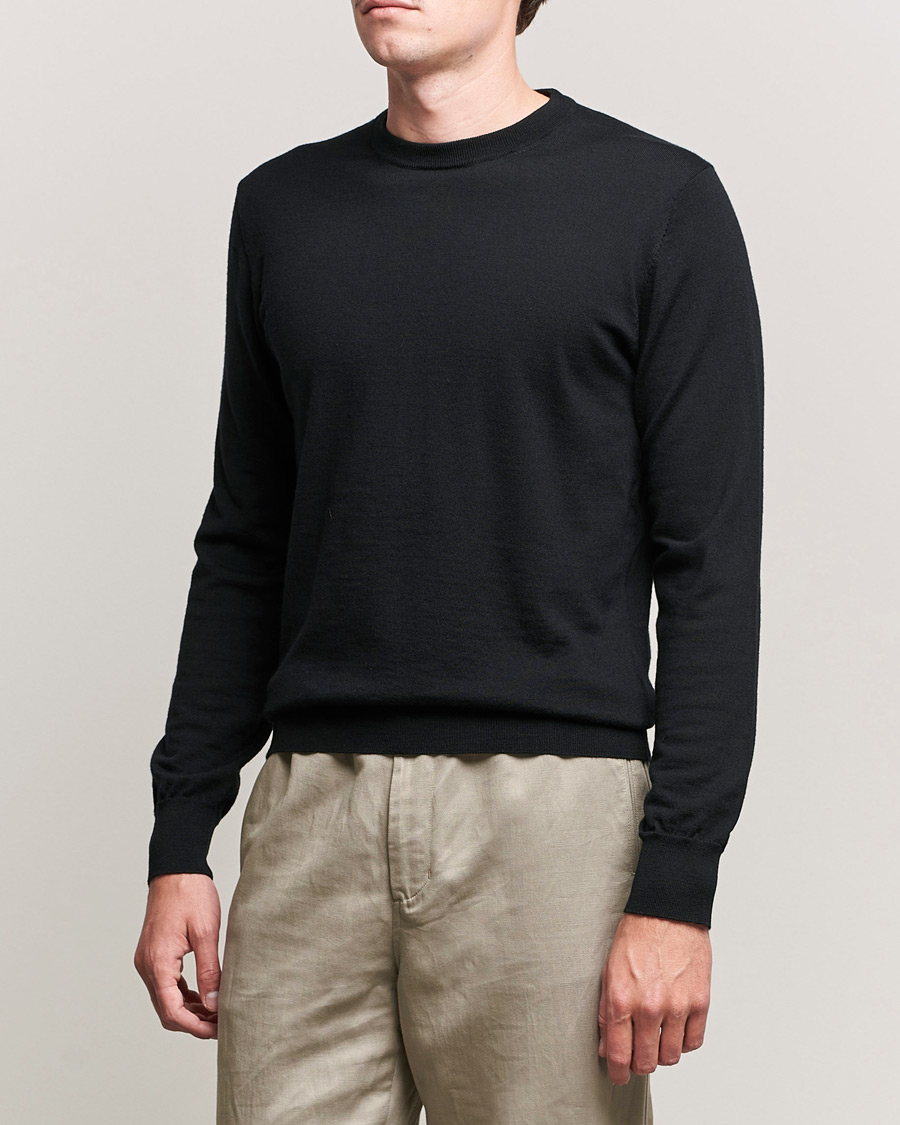 Men | Sweaters & Knitwear | Filippa K | Merino Round Neck Sweater Black