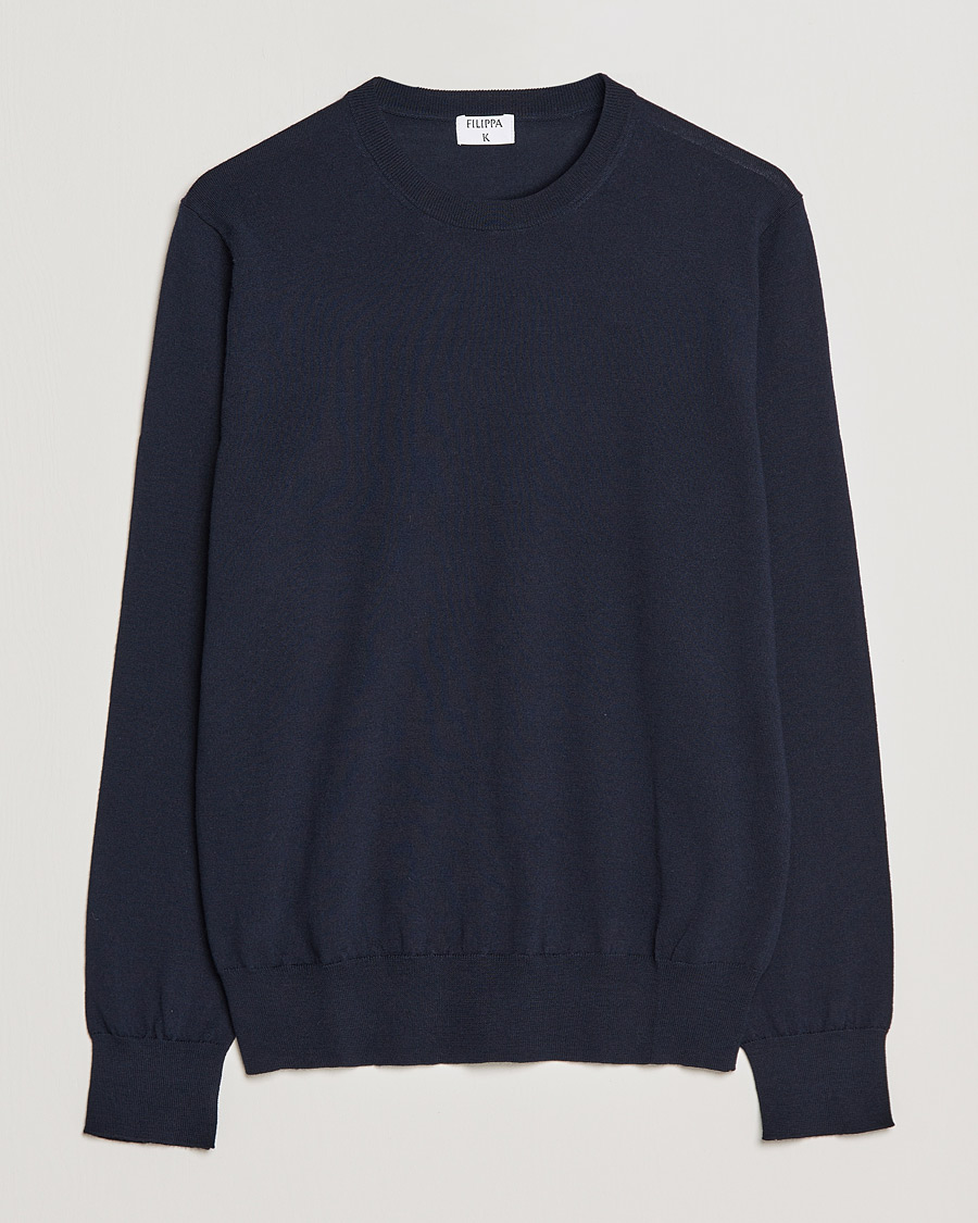 Men | Sweaters & Knitwear | Filippa K | Merino Round Neck Sweater Navy