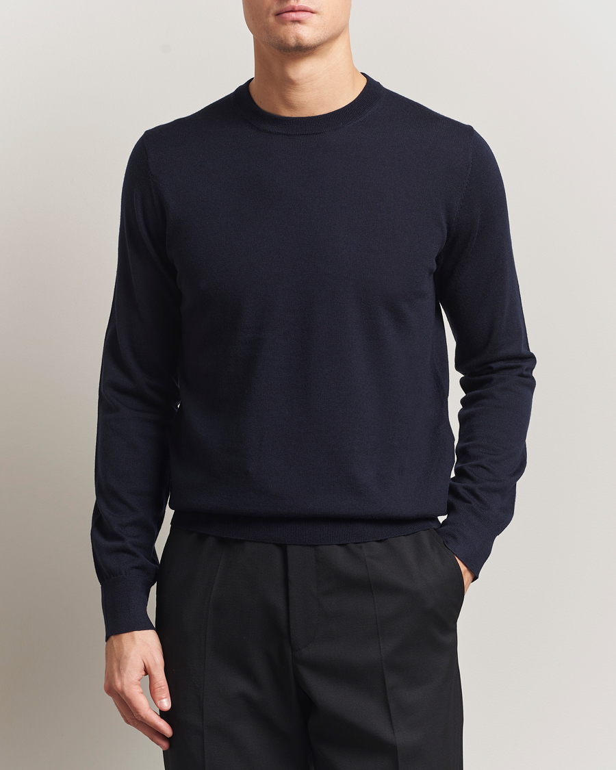 Men | Sweaters & Knitwear | Filippa K | Merino Round Neck Sweater Navy