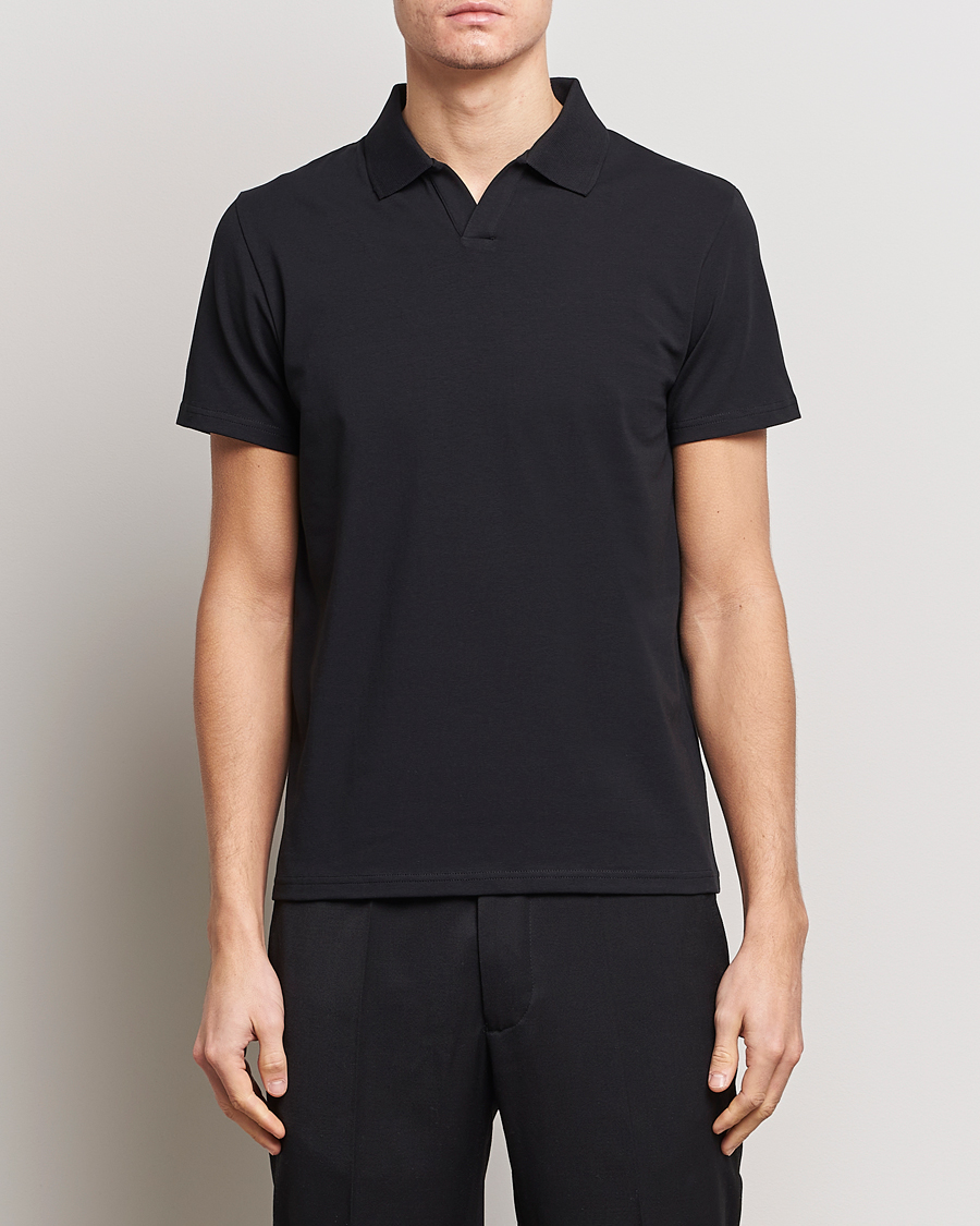 Men | Polo Shirts | Filippa K | Soft Lycra Polo Tee Black
