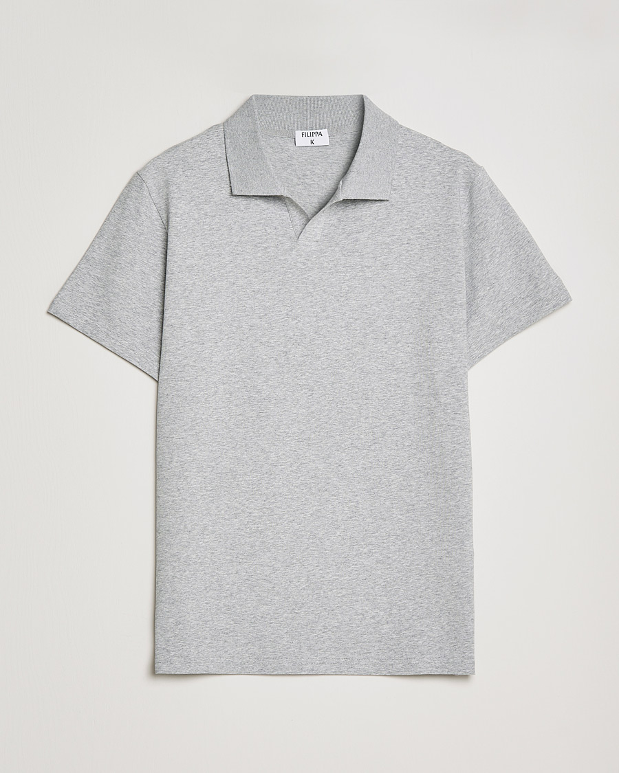 Men | Polo Shirts | Filippa K | Soft Lycra Polo Tee Light Grey Melange