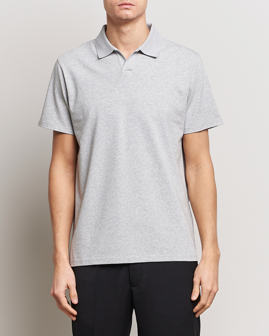 Men | Polo Shirts | Filippa K | Soft Lycra Polo Tee Light Grey Melange