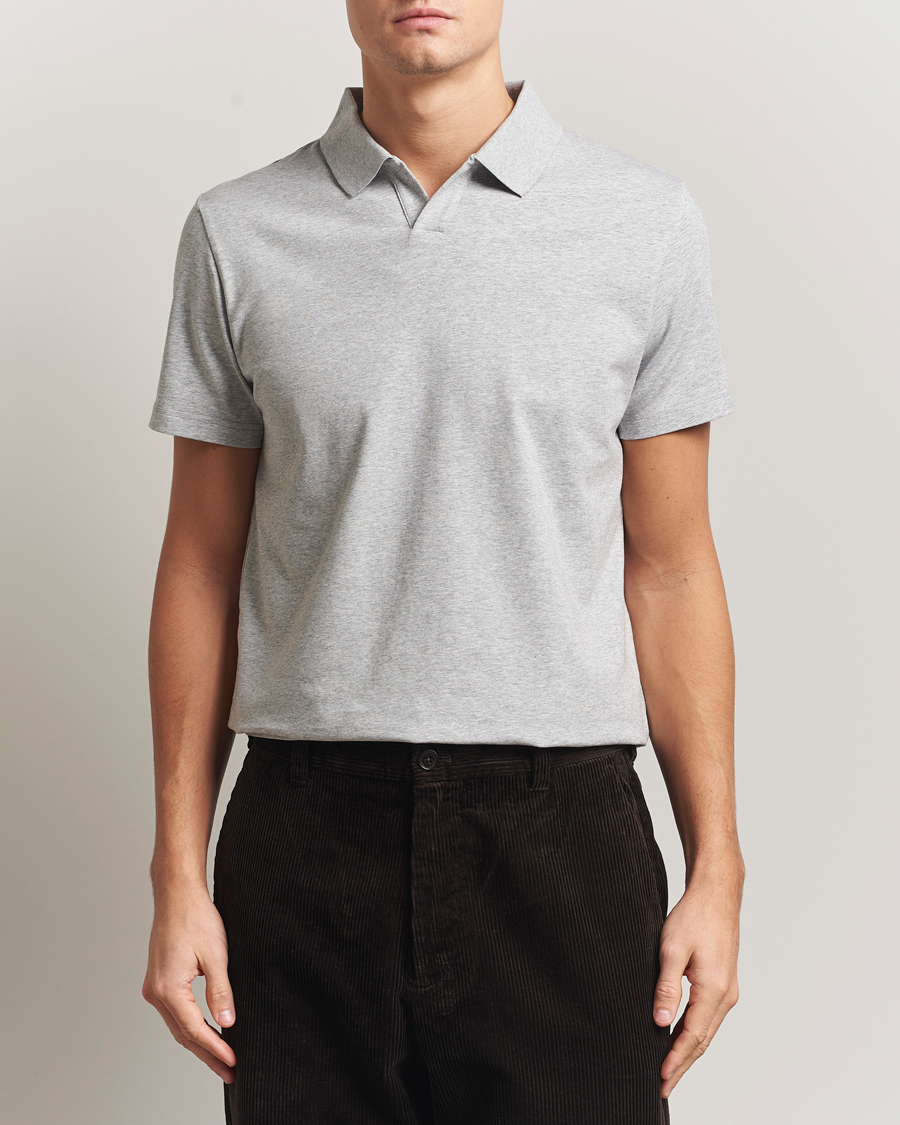 Men | Polo Shirts | Filippa K | Soft Lycra Polo Tee Light Grey Melange