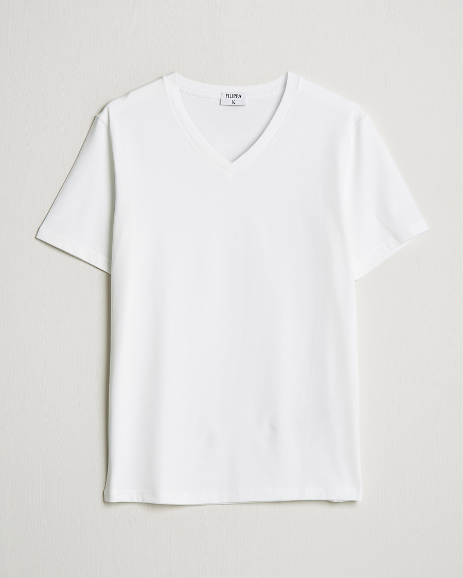 Men | T-Shirts | Filippa K | Soft Lycra V-Neck Tee White