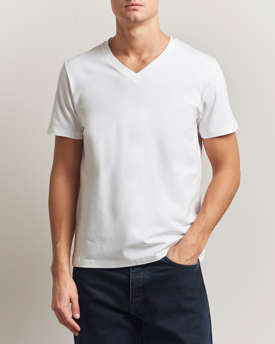 Men | T-Shirts | Filippa K | Soft Lycra V-Neck Tee White