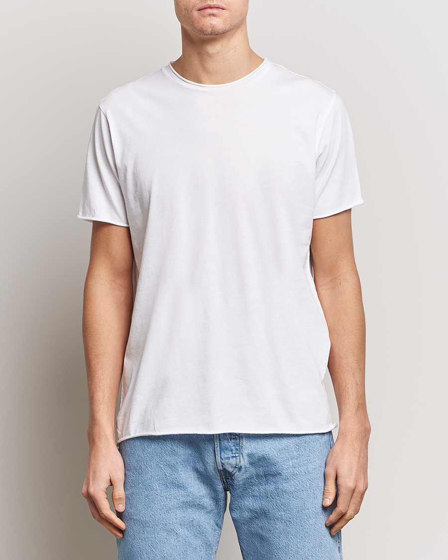 Men | T-Shirts | Filippa K | Roll Neck Crew Neck Tee White