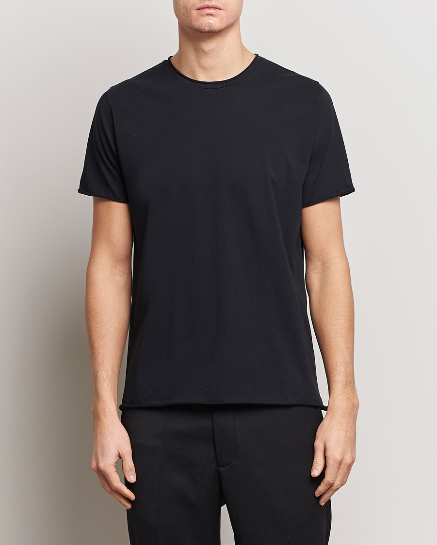Men | T-Shirts | Filippa K | Roll Neck Crew Neck Tee Black