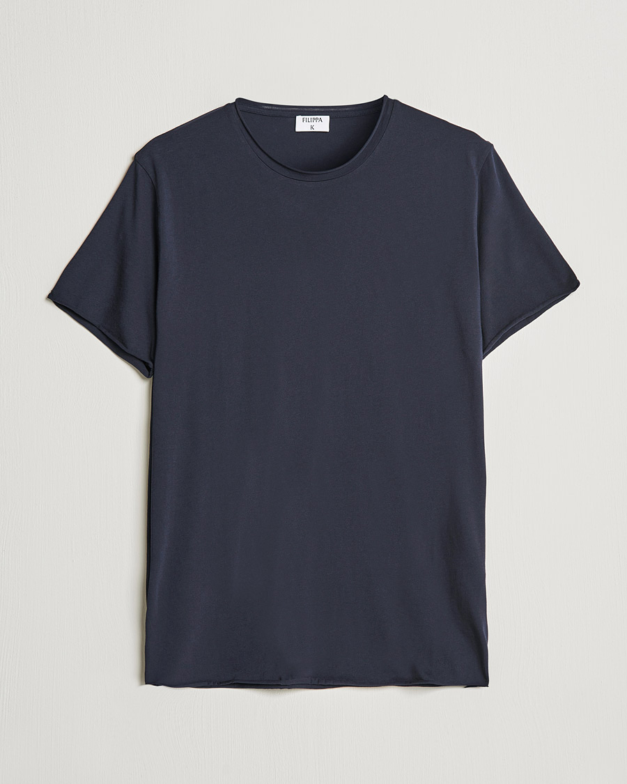 Men | T-Shirts | Filippa K | Roll Neck Crew Neck Tee Navy