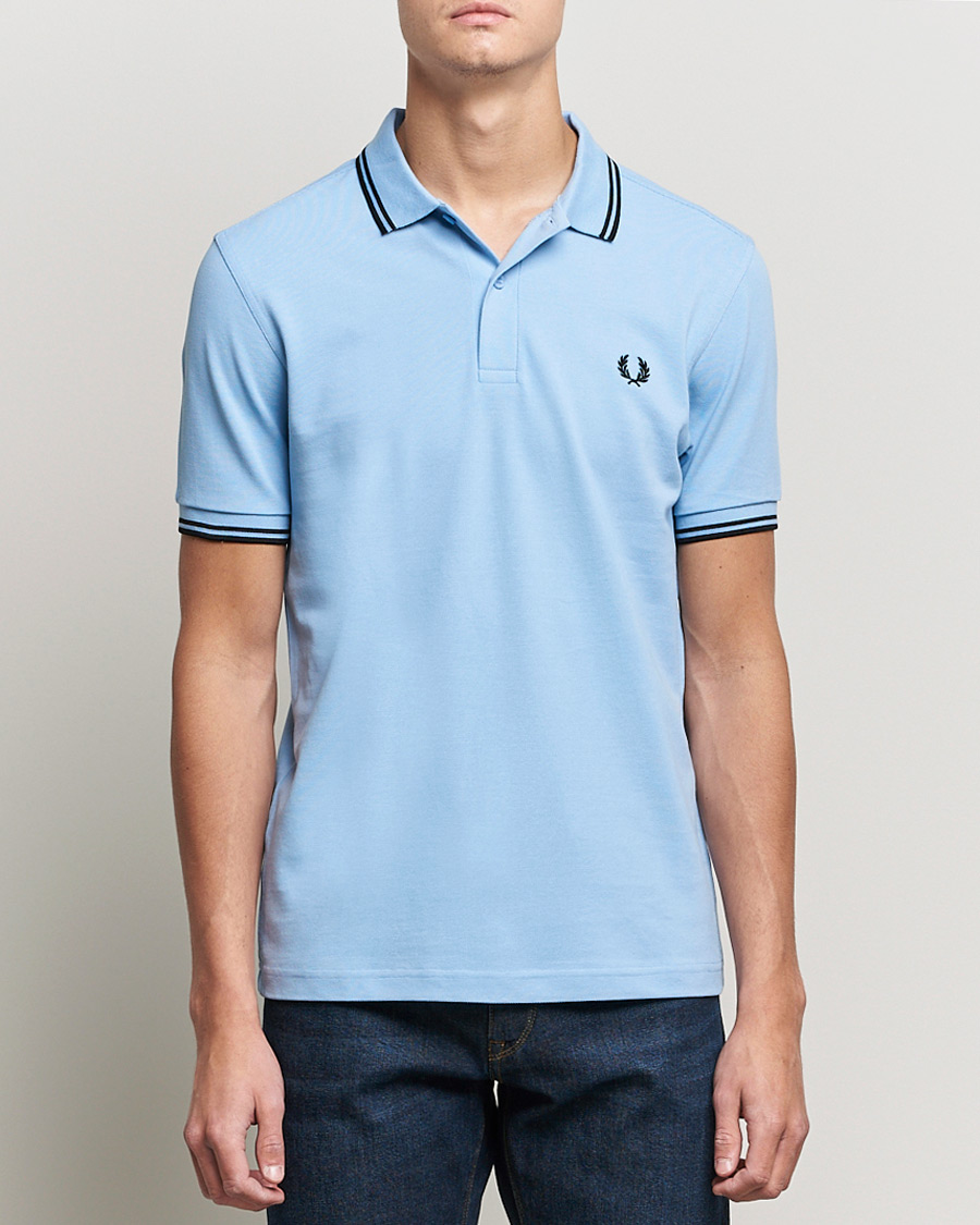 Men | Polo Shirts | Fred Perry | Twin Tip Polo Sky Blue Black