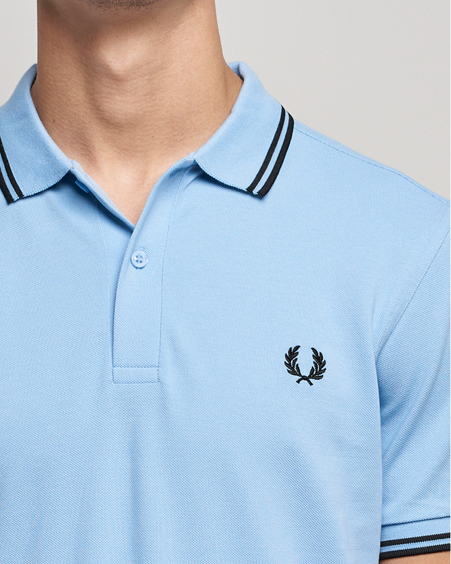 Men | Polo Shirts | Fred Perry | Twin Tip Polo Sky Blue Black