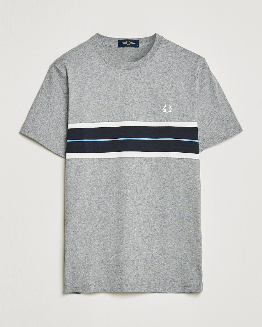 Men | T-Shirts | Fred Perry | Tram Line Pannel Tee Steel Marl