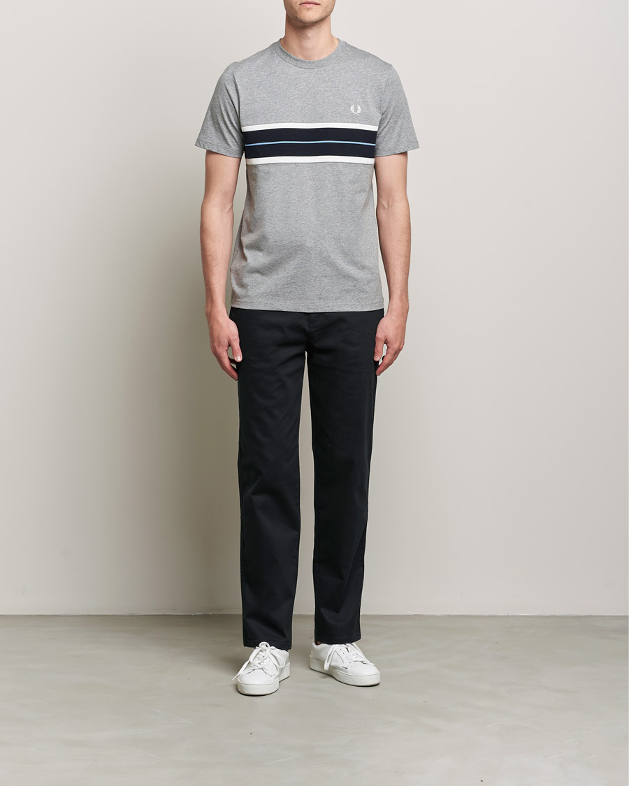 Men | T-Shirts | Fred Perry | Tram Line Pannel Tee Steel Marl