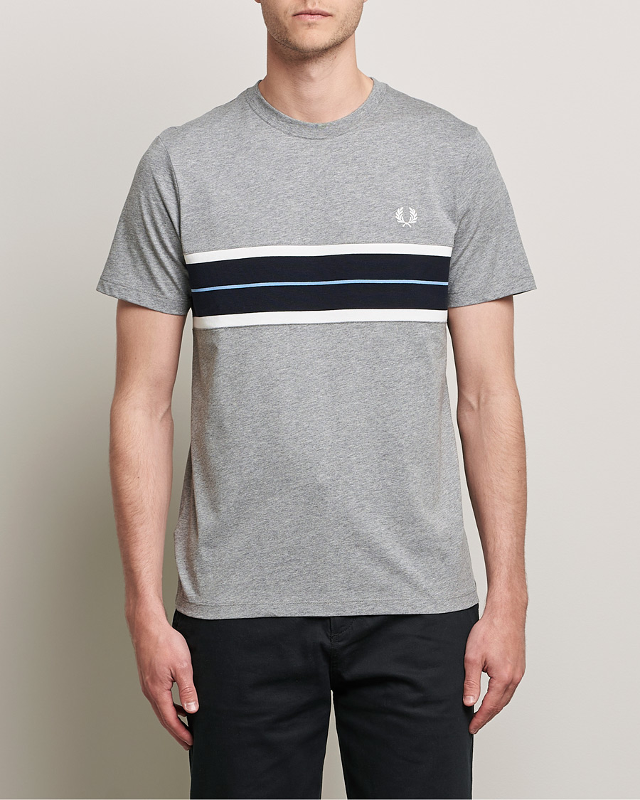 Men | T-Shirts | Fred Perry | Tram Line Pannel Tee Steel Marl
