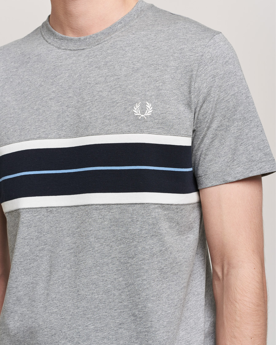 Men | T-Shirts | Fred Perry | Tram Line Pannel Tee Steel Marl