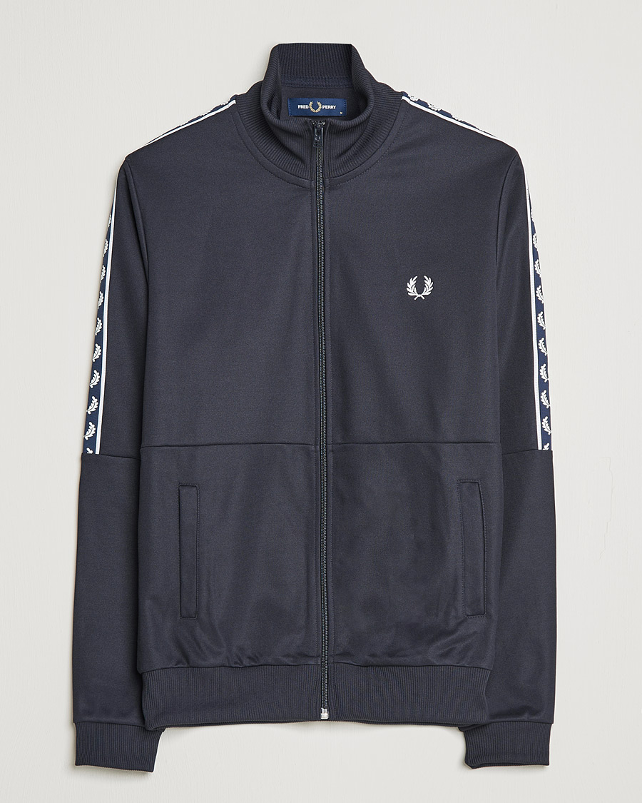 Men | Sweaters & Knitwear | Fred Perry | Pannel Taped Track Jacket Navy