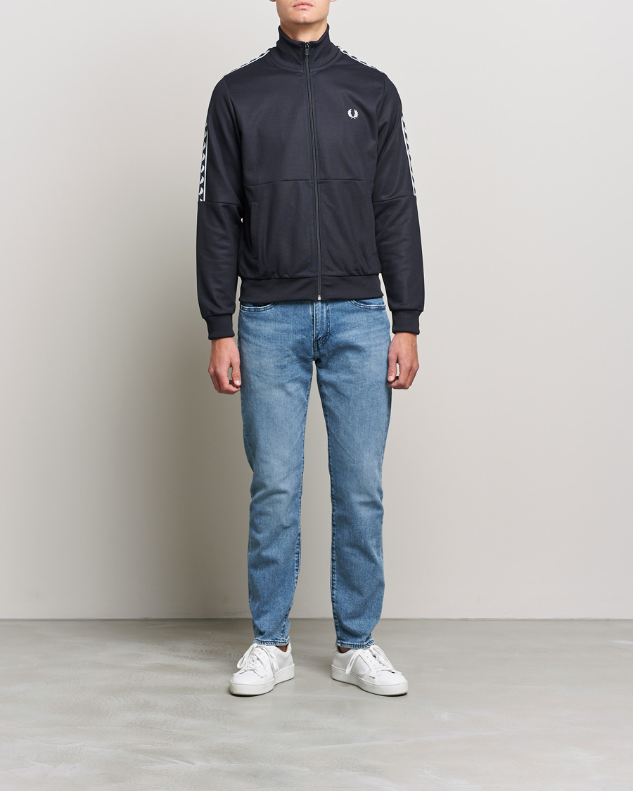 Men | Sweaters & Knitwear | Fred Perry | Pannel Taped Track Jacket Navy