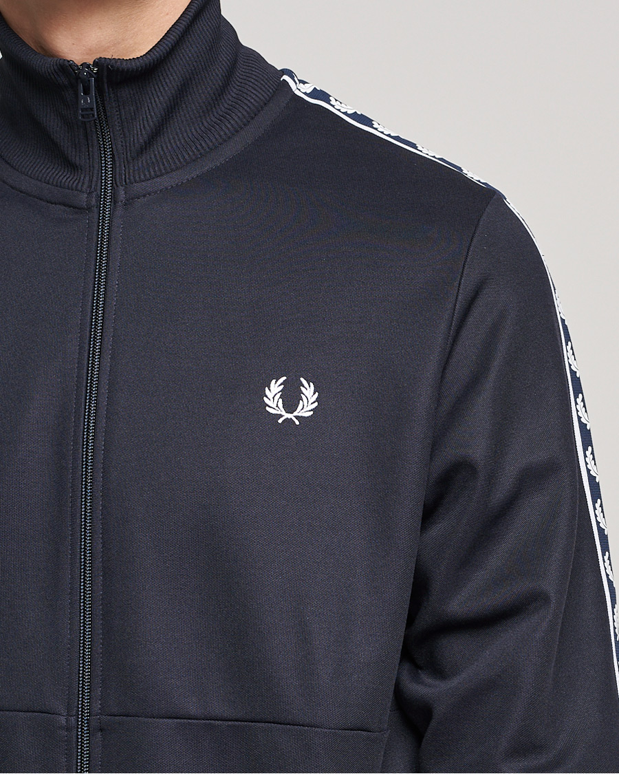Men | Sweaters & Knitwear | Fred Perry | Pannel Taped Track Jacket Navy