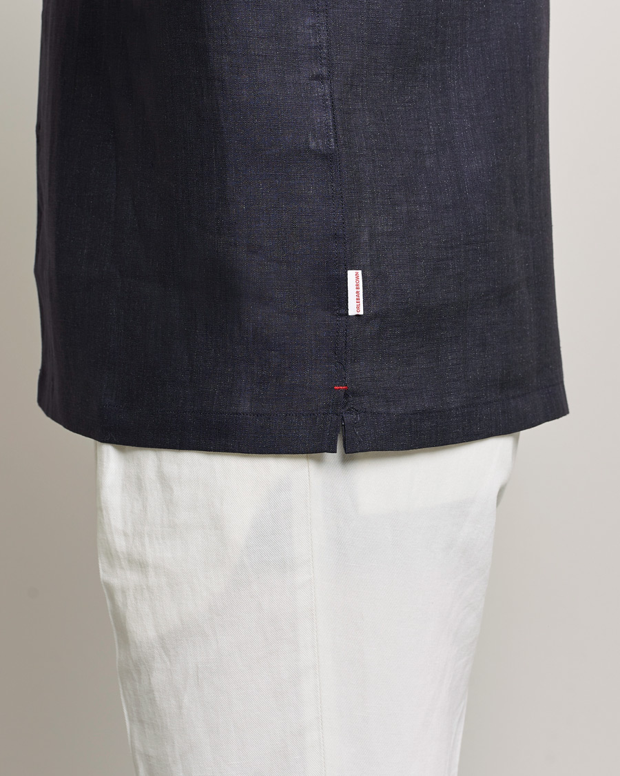 Men | Shirts | Orlebar Brown | Hibbert Short Sleeve Linen Shirt Navy