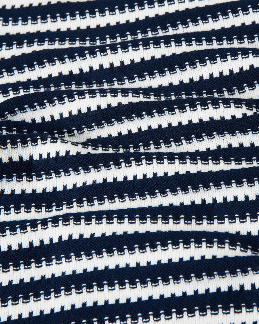 Men | Sweaters & Knitwear | Orlebar Brown | Ned Classic Stripe Organic Cotton Jumper Navy/White Sand